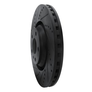 Audi TT Quattro Brake Rotor (1) - Front Left - R1 Concepts - Drilled & Slotted - Black - `08-`11